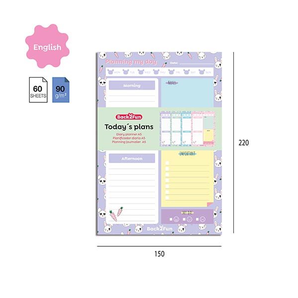 PLANIFICADOR A5 EN INGLES DIA A DIA 60H 90GR B2F
