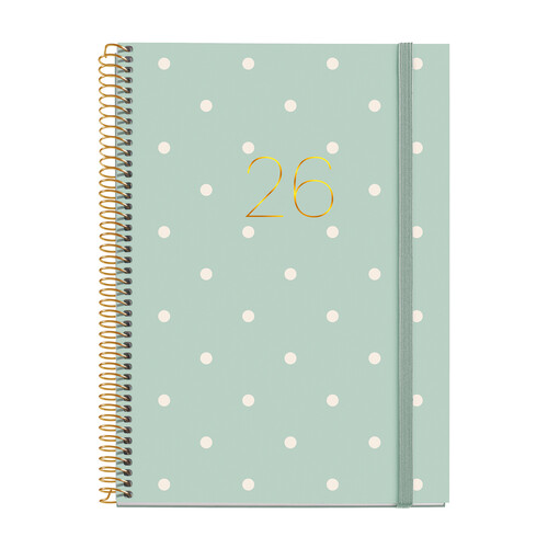 AGENDA A�O 2026 ESPIRAL 15,5X21CM DP POLKA DOTS