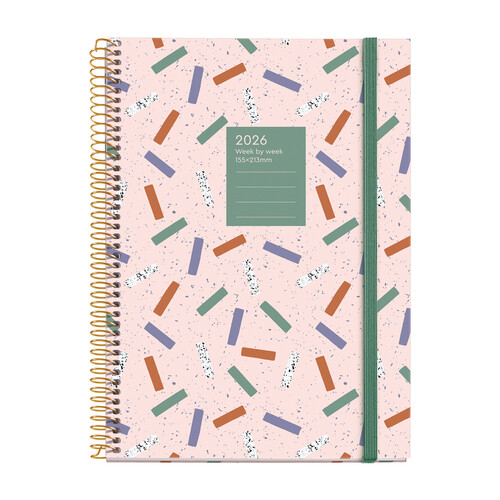 AGENDA A�O 2026 ESPIRAL 15,5X21CM SV CONFETI