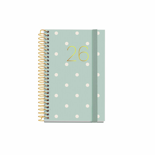 AGENDA A�O 2026 ESPIRAL 8X12CM SV GRAFICA POLKA DOTS