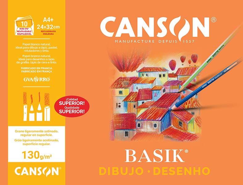 LAMINA DIBUJO A4 130GR CON RECUADRO 10H MINIPACK 24X32CM