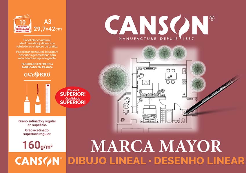 LAMINA DIBUJO MARCA MAYOR A3 160GR 10H MINIPACK