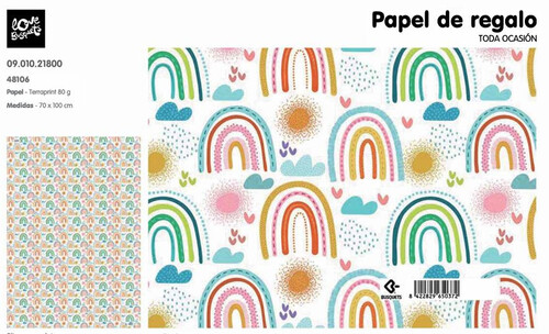 PAPEL REGALO TODO AO 70X100CM ARCO IRIS - 25U BUSQUETS