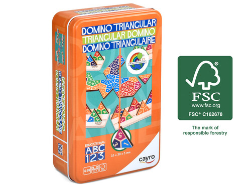 JUEGO MESA DOMINO TRIANGULAR CAJA METALICA