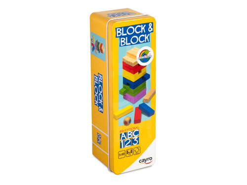 JUEGO MESA MADERA BLOCK & BLOCK CAJA METALICA