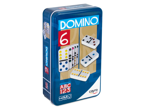 JUEGO MESA DOMINO COLORES DOBLE TRAVEL CAJA METALICA