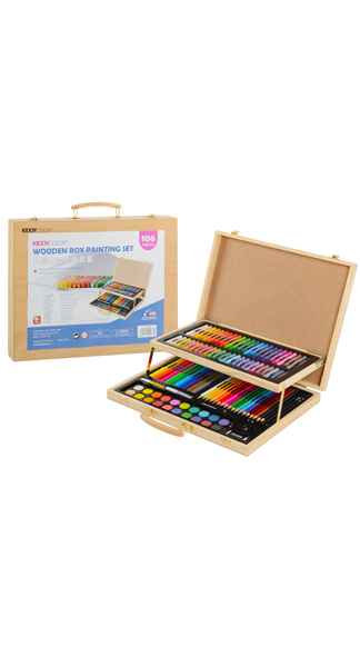 MALETIN MADERA 106 PIEZAS DIBUJO