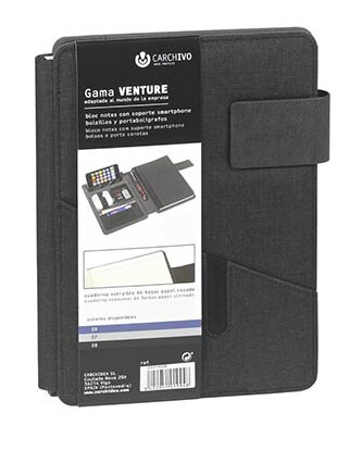 PORTANOTAS A5 C/SOPORTE MOVIL CUADERNO NEGRO VENTURE