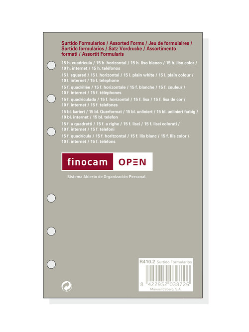 RECAMBIO AGENDA R410 2 FORMULARIOS SURTIDO OPEN 400