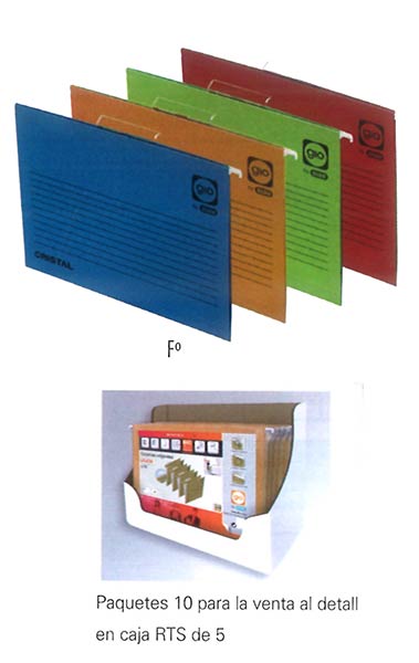 CARPETA COLGANTE A4 V/CRISTAL C. BICOLOR - PACK 10