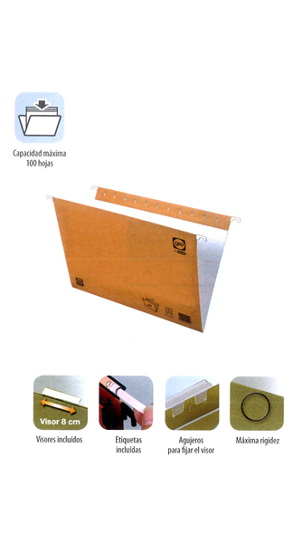 CARPETA COLGANTE FOLIO V/CRISTAL SUPERIOR BICOLOR-PACK 25