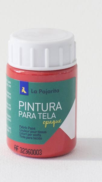 PINTURA TELA 35 ML BOTE ROJO OPACO BASE AGUA
