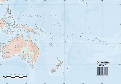 MAPA MUDO OCEANIA FISICO - 50 UNID PACK