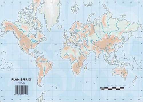 MAPA MUDO PLANISFERIO FISICO - 50 UNID PACK
