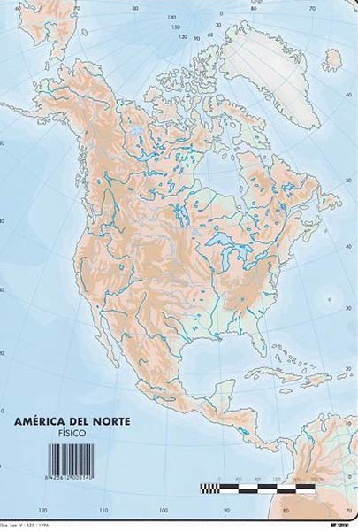 MAPA MUDO AMERICA NORTE FISICO - 50U PACK