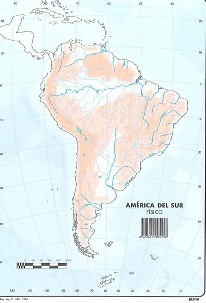 MAPA MUDO AMERICA SUR FISICO - 50U PACK