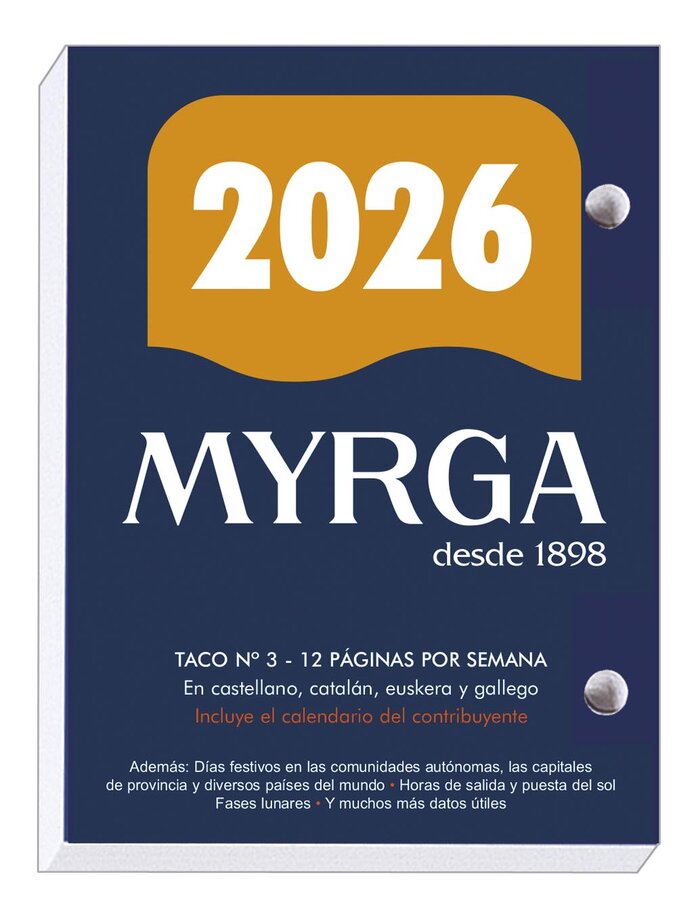 TACO 2026 NUMERO 3 MYRGA (8,3X11CM) 640 PAGINAS BLANCAS