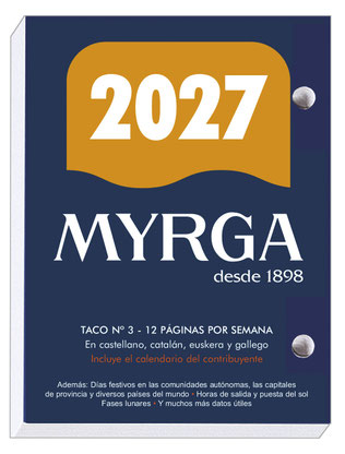 TACO 2027 NUMERO 3 MYRGA (8,3X11CM) 640 PAGINAS BLANCAS