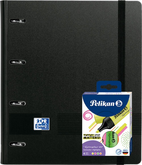 PACK CARPEBLOCK A4+ NEGRO POLYFOAM + 4 ROTU FLUOR PELIKAN