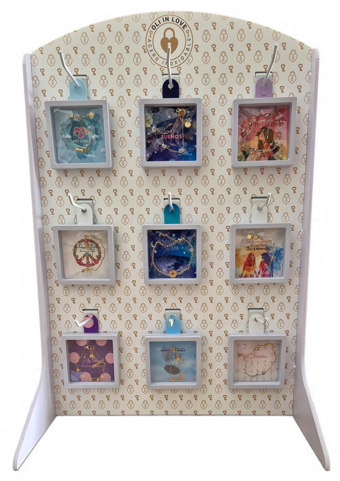 EXPOSITOR 27 PULSERAS ACERO INOXIDABLE SURTIDOS