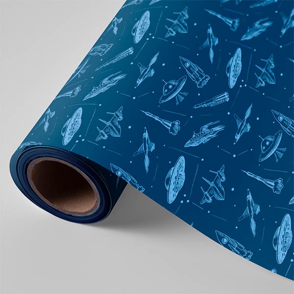 BOBINA 31 CM NAVES ESPACIALES FONDO AZUL