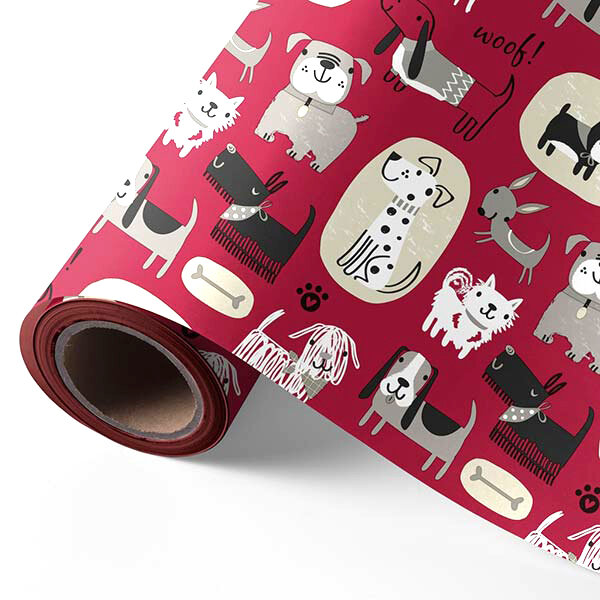BOBINA 62 CM INFANTIL PERRITOS FONDO ROJO