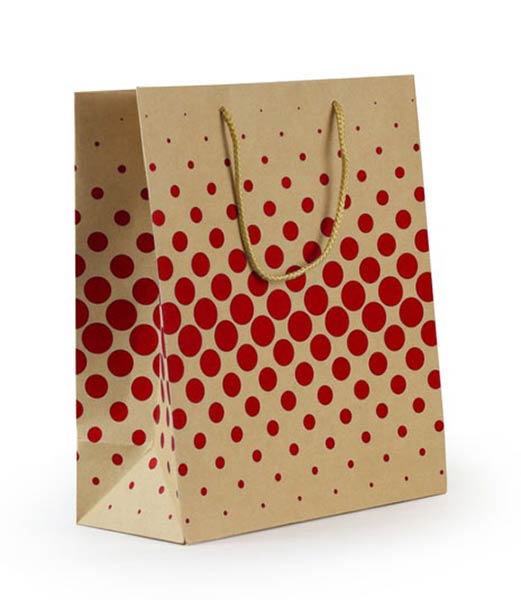 BOLSA REGALO PAPEL KRAFT PUNTOS PLATA 185X140X85MM-CAJA 12