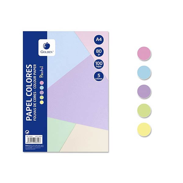 PAPEL COLORES A4 80GR SURTIDOS 100H PAQUETE