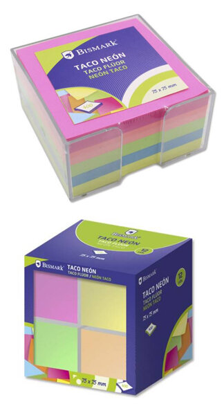 TACO NOTAS 8X8 COLORES NEON 400H EN CAJA PVC-EXP.12