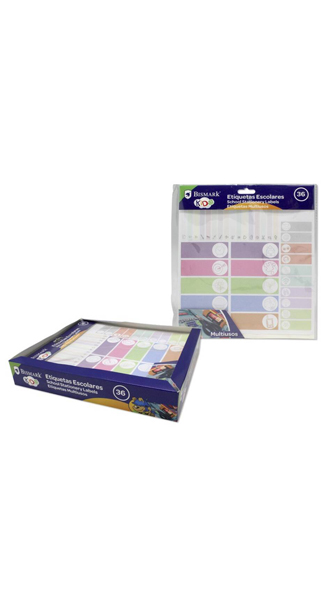 ETIQUETAS ESCOLARES COLORES TAMA�OS SURTIDOS-CAJA 36