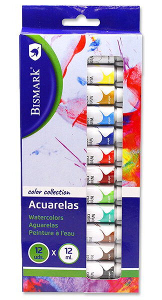 BLISTER ACUARELA TUBO 12ML 12 COLORES SURTIDOS (BISMARK)