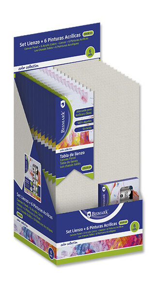 LIENZO 20X30CM + 6 PINTURAS ACRILICAS 12ML SET (BISMARK)