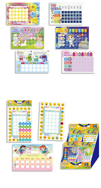 CUADRO DE LOGROS INFANTIL CON PEGATINAS-CAJA 64