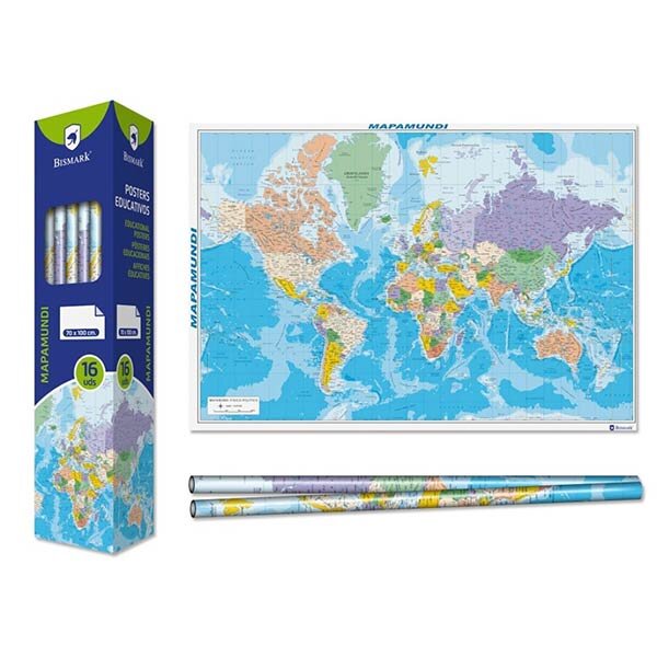 POSTER 70X100CM MAPAMUNDI - CAJA 16 UNID.