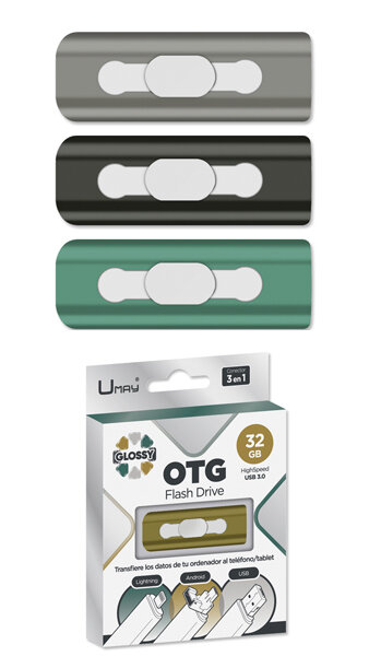 USB 32 GB 3 EN 1 GLOSSY COLLECTION OTG