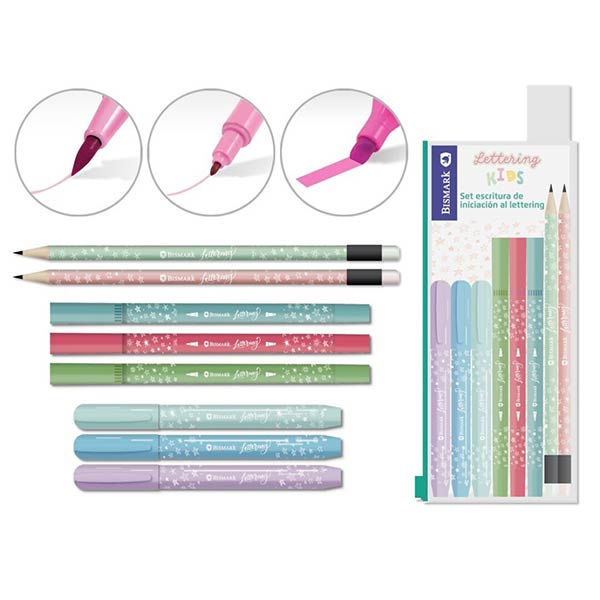 CUADERNO INFANTIL LETTERING PASTEL A5 + 6 ROTUS PACK
