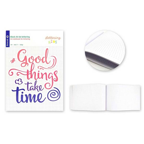 CUADERNO INFANTIL LETTERING PASTEL A5 + 6 ROTUS PACK