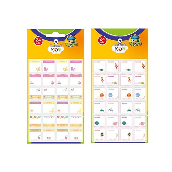 ETIQUETAS TERMOADHESIVAS MARCA ROPA 24 UDS BLISTER