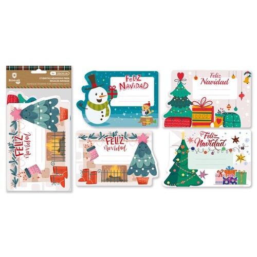ETIQUETAS ADHESIVAS GRANDES 20X14CM NAVIDAD - 4U PACK