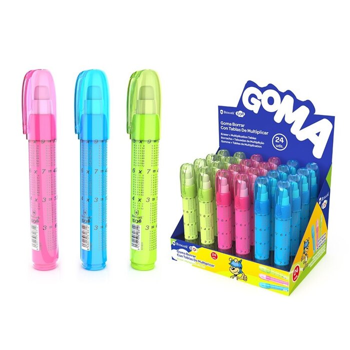 GOMA DE BORRAR EN BARRA C/TABLA MULTIPLICAR SURT - EXP.24U