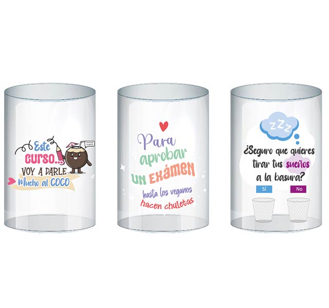 PAPELERA PLASTICO TRANSPARENTE 27X22X18CM CON FRASE