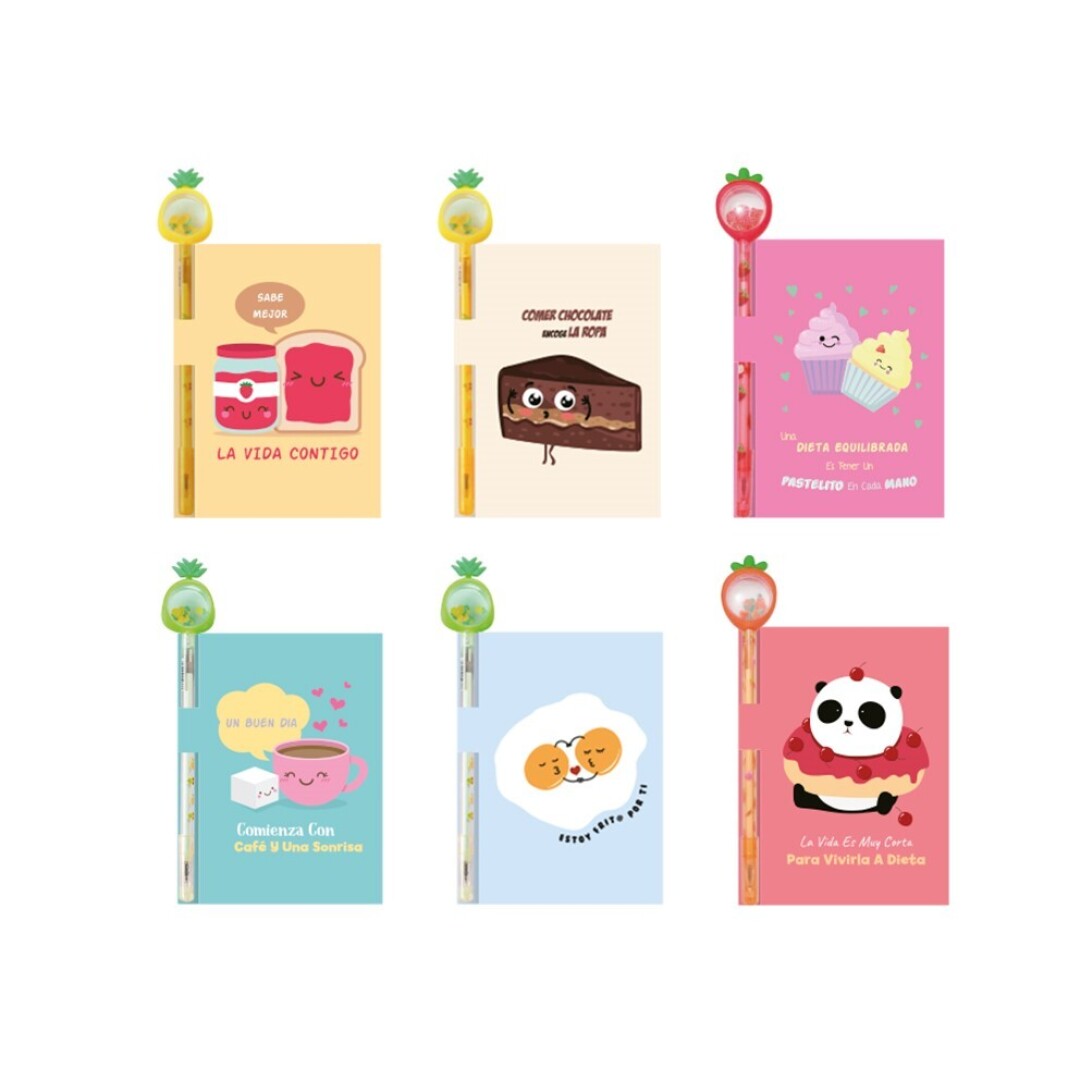 LIBRETA RECETAS CON BOLIGRAFO DE FRUTAS 11,5X15CM SURTIDO