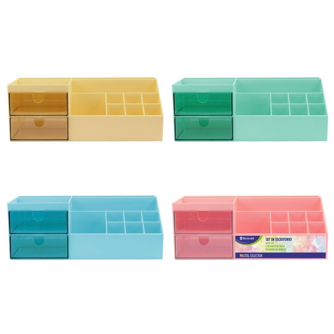 SET ESCRITORIO COLORES PASTEL SURT 24X9X12CM ORGANIZADOR