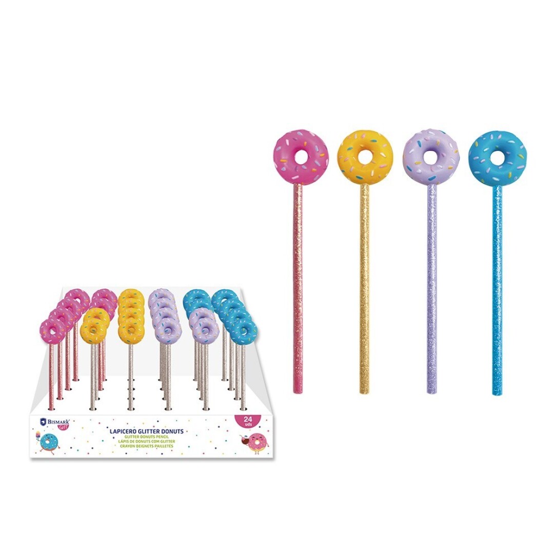 LAPIZ GLITTER DONUTS SURTIDOS - EXPOSITOR 24U