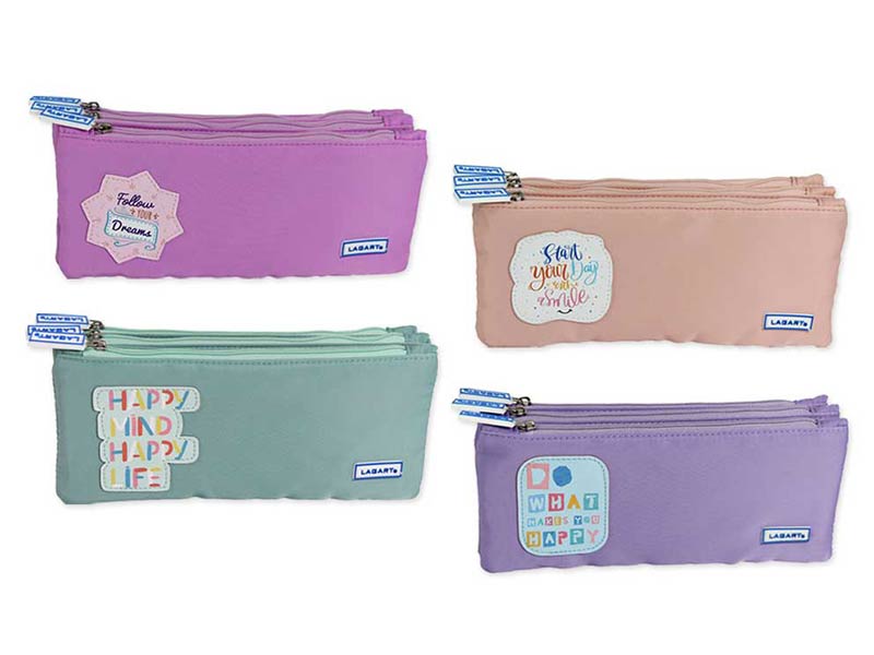 PORTATODO TRIPLE 22X10X4CM PARCHE HAPPY