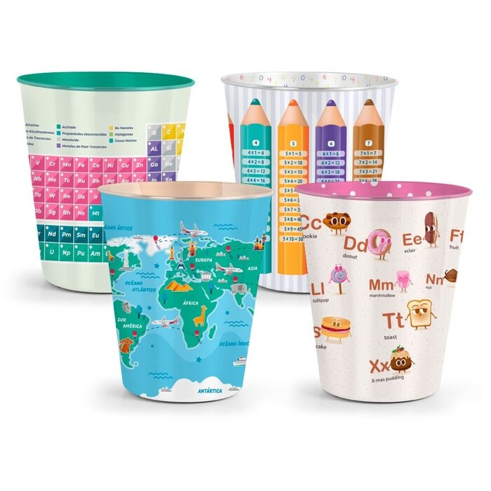 PAPELERA METAL ESCOLAR 22,5X25,5X22,5CM SURTIDO