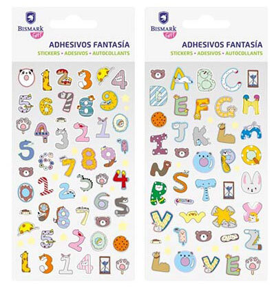 PEGATINAS LETRAS Y NUMEROS FANTASIA SURTIDAS