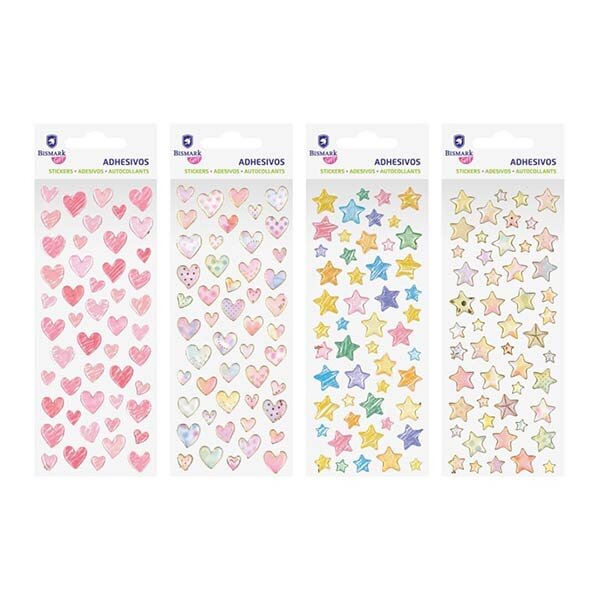 PEGATINAS SHINY CORAZONES Y ESTRELLAS SURTIDAS