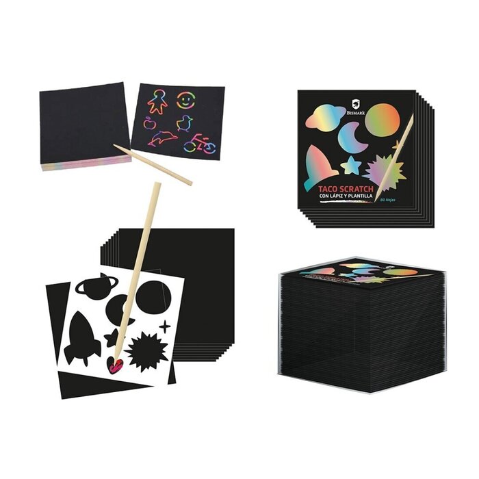 TACO SCRATCH 80 HOJAS C/LAPIZ Y PLANTILLA ( LAMINAS RASCAR