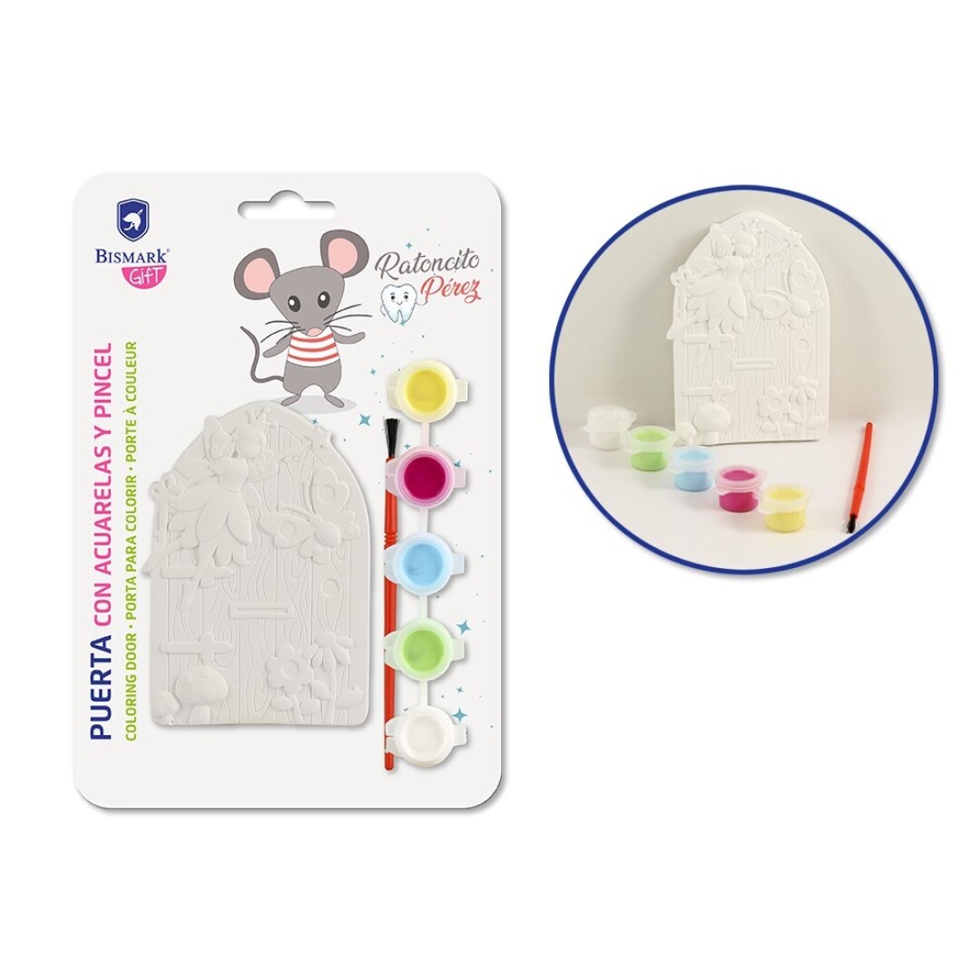 SET PUERTA RATONCITO PEREZ PARA PINTAR C/ACUARELAS + PINCEL
